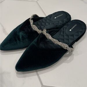 Birdies green velvet mule